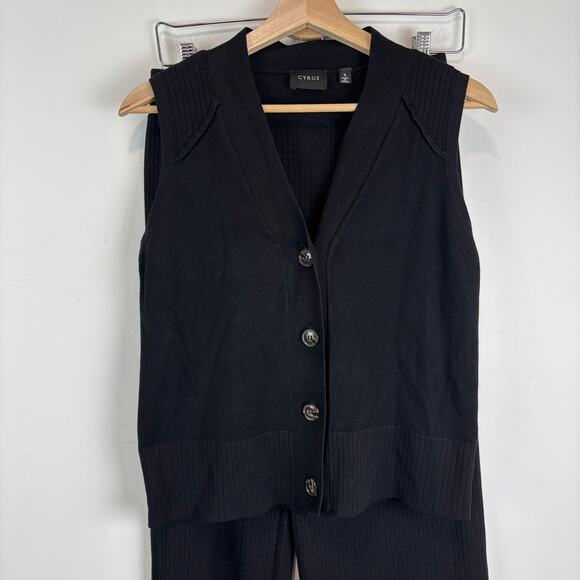Cyrus Button Down Vest + Loose Pant Set - Black - S - Picture 4 of 7